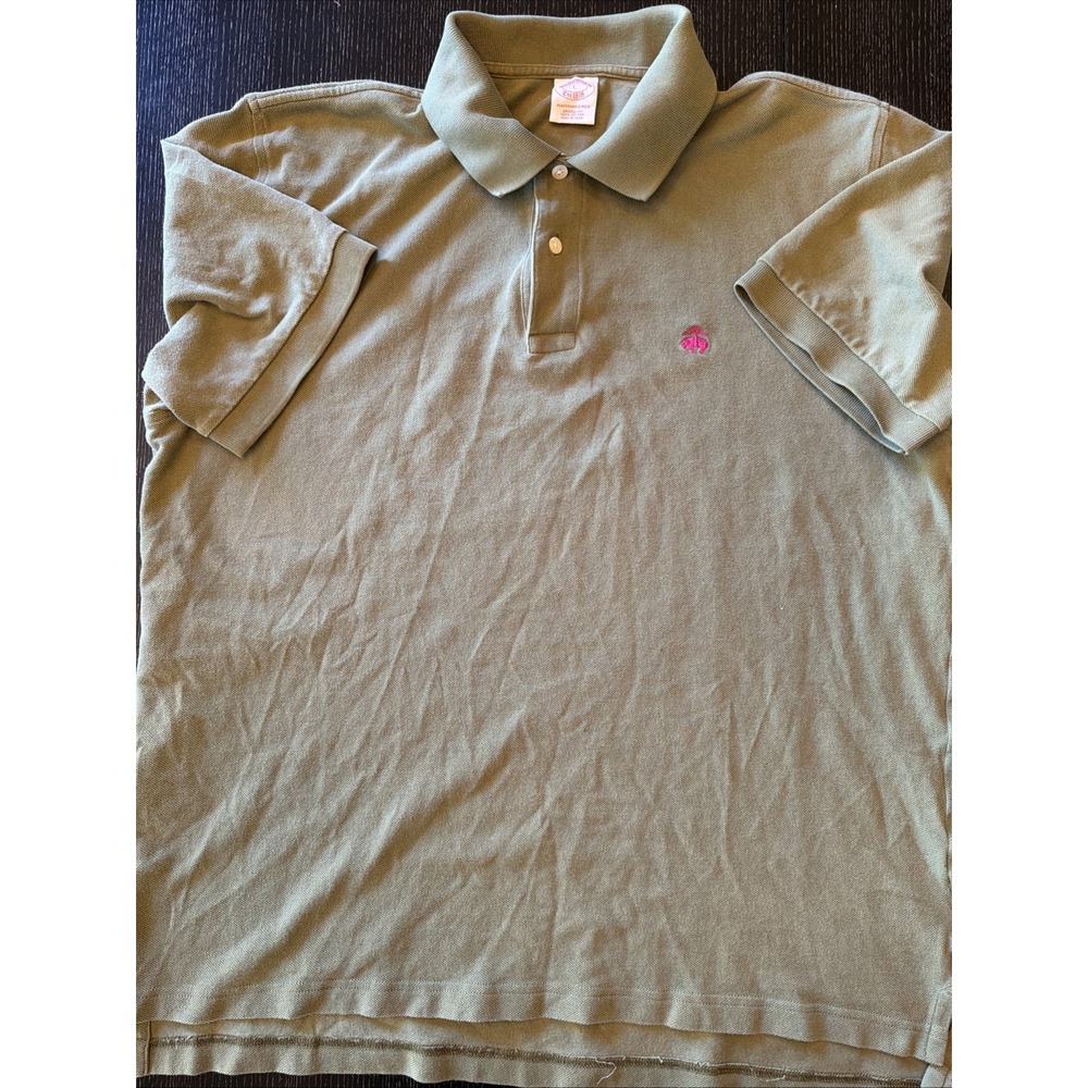 Brooks Brothers Polo Shirt Mens L Sage Green Pink Golden Fleece Logo 346 Golf